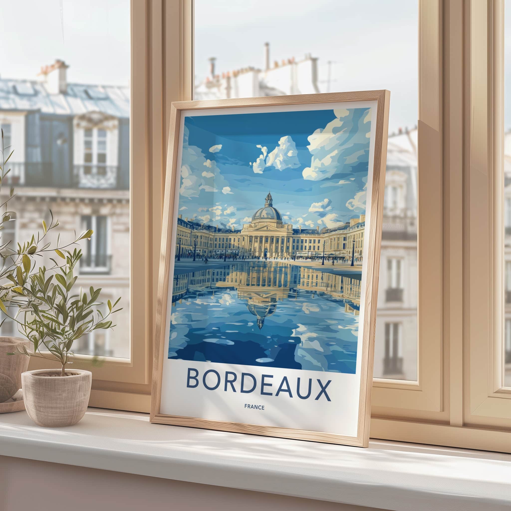 Bordeaux Poster - France Wall Art - Grand Building Reflection Home Decor