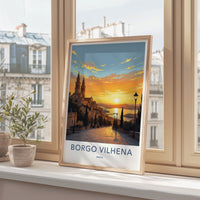 Borgo Vilhena Poster - Malta Travel Art - Coastal Town Sunset Home Decor