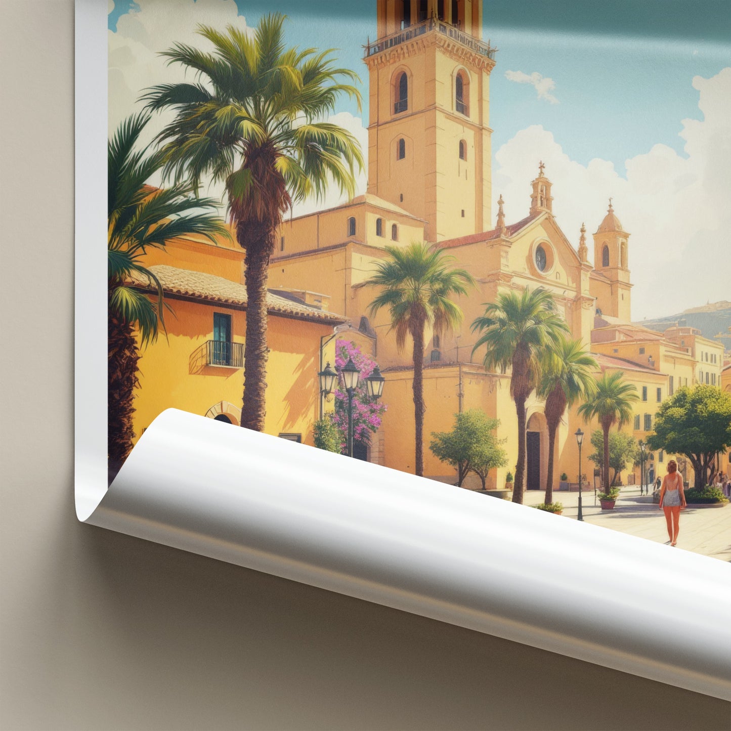 Borgo Vilhena Poster - Malta Travel Art - Sunny Street Palms Home Decor