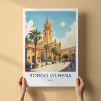 Borgo Vilhena Poster - Malta Travel Art - Sunny Street Palms Home Decor