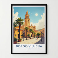 Borgo Vilhena Poster - Malta Travel Art - Sunny Street Palms Home Decor