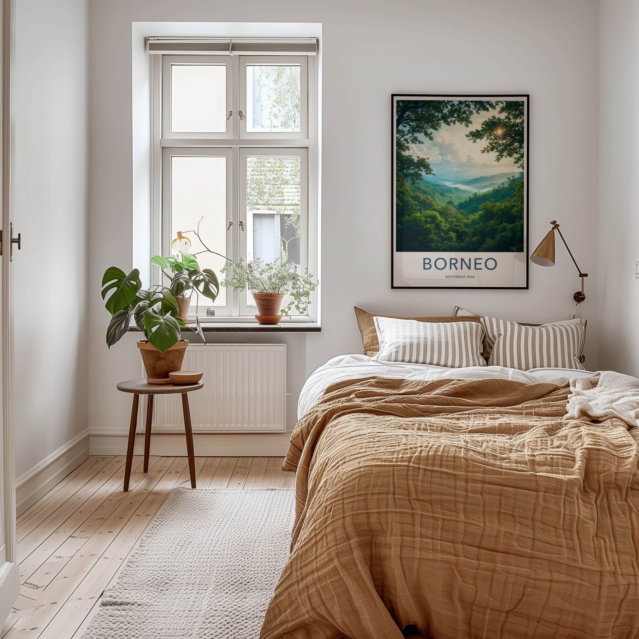 Borneo Poster - Indonesia Travel Art - Misty Green Valleys Home Decor