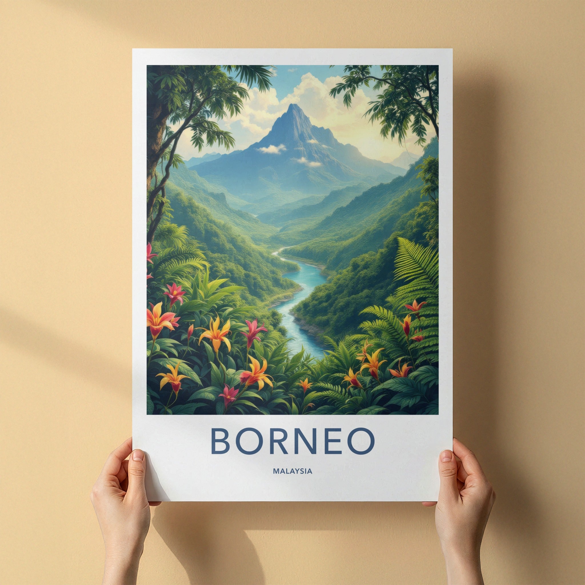 Borneo Poster - Malaysia Fine Art - Lush Mountainous River Gallery Art