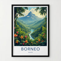 Borneo Poster - Malaysia Fine Art - Lush Mountainous River Gallery Art