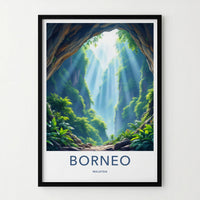 Borneo Poster - Malaysia Travel Art - Lush Green Canyon Entrance Home Decor