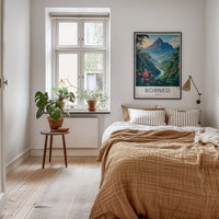 Borneo Poster - Malaysia Travel Art - Lush Mountain River Home Decor