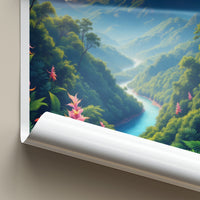 Borneo Poster - Malaysia Travel Art - Lush Mountain River Home Decor