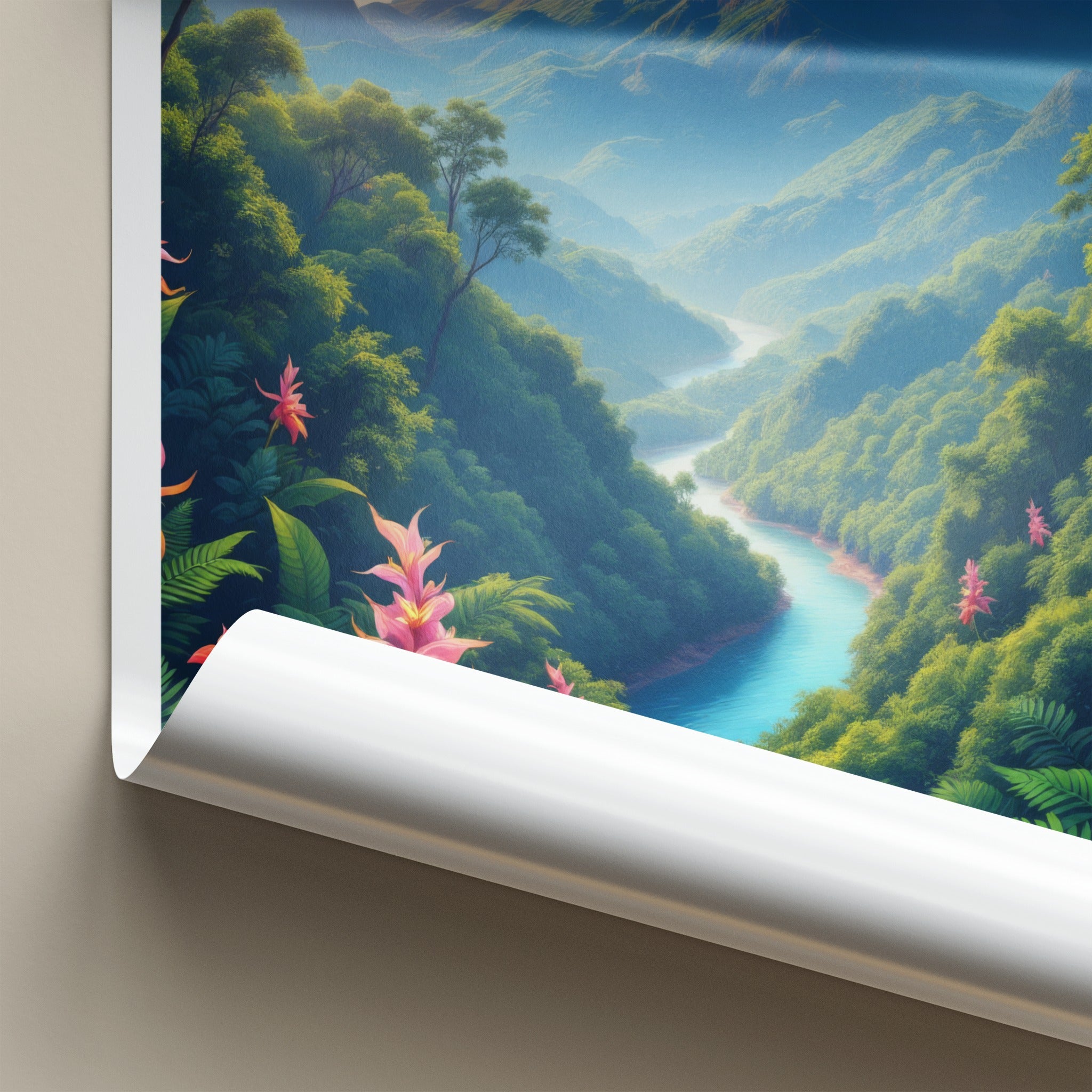 Borneo Poster - Malaysia Travel Art - Lush Mountain River Home Decor