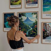 Borneo Poster - Malaysia Travel Art - Majestic Mountain River Home Decor