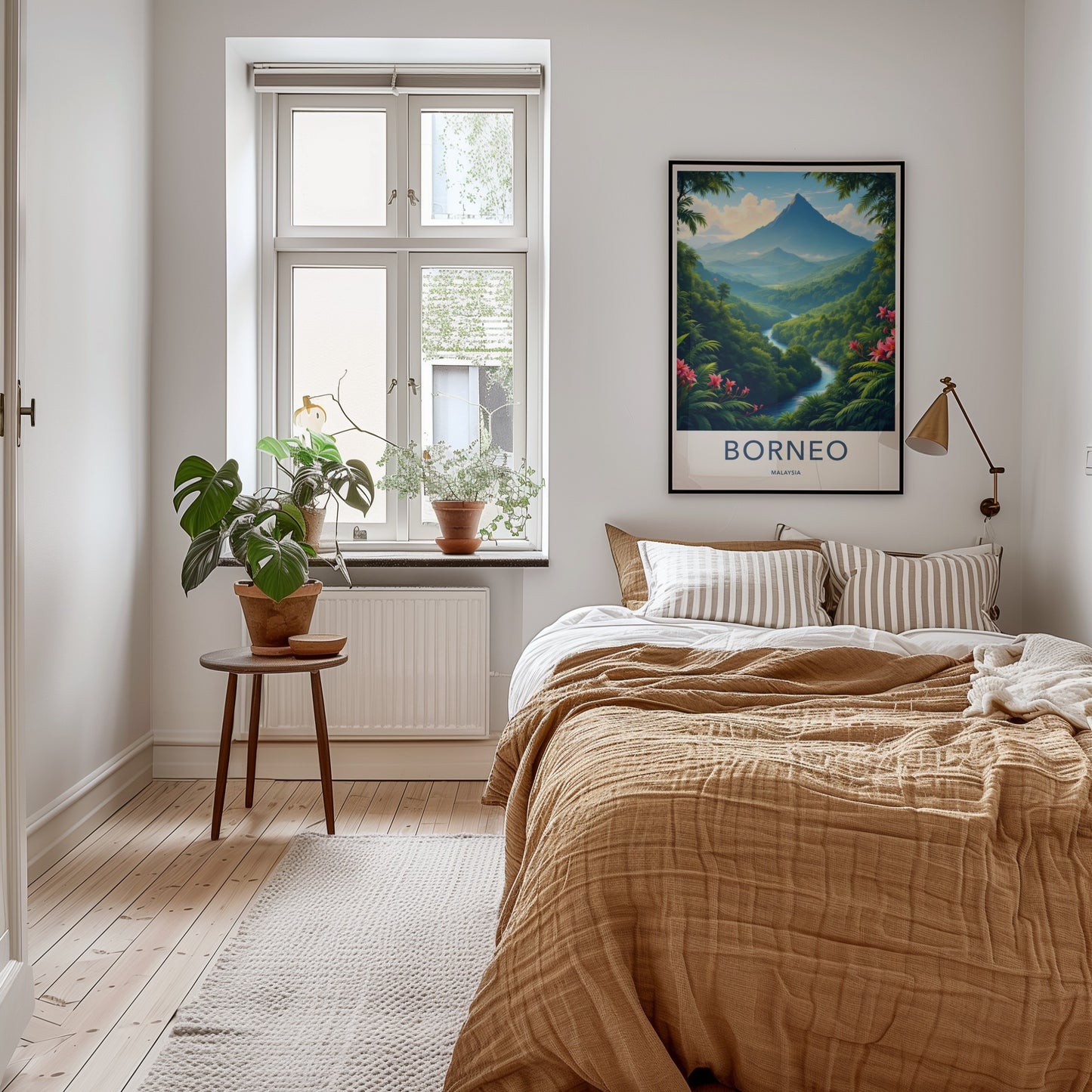 Borneo Poster - Malaysia Travel Art - Majestic River Peaks Home Decor