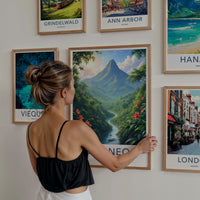 Borneo Poster - Malaysia Travel Art - Sunlit Mountain River Home Decor