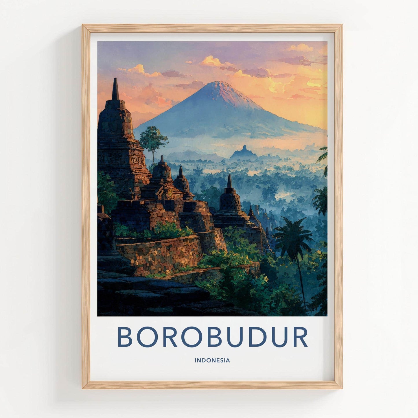 Borobudur Poster - Indonesia Travel Art - Ancient Temple Vista Home Decor