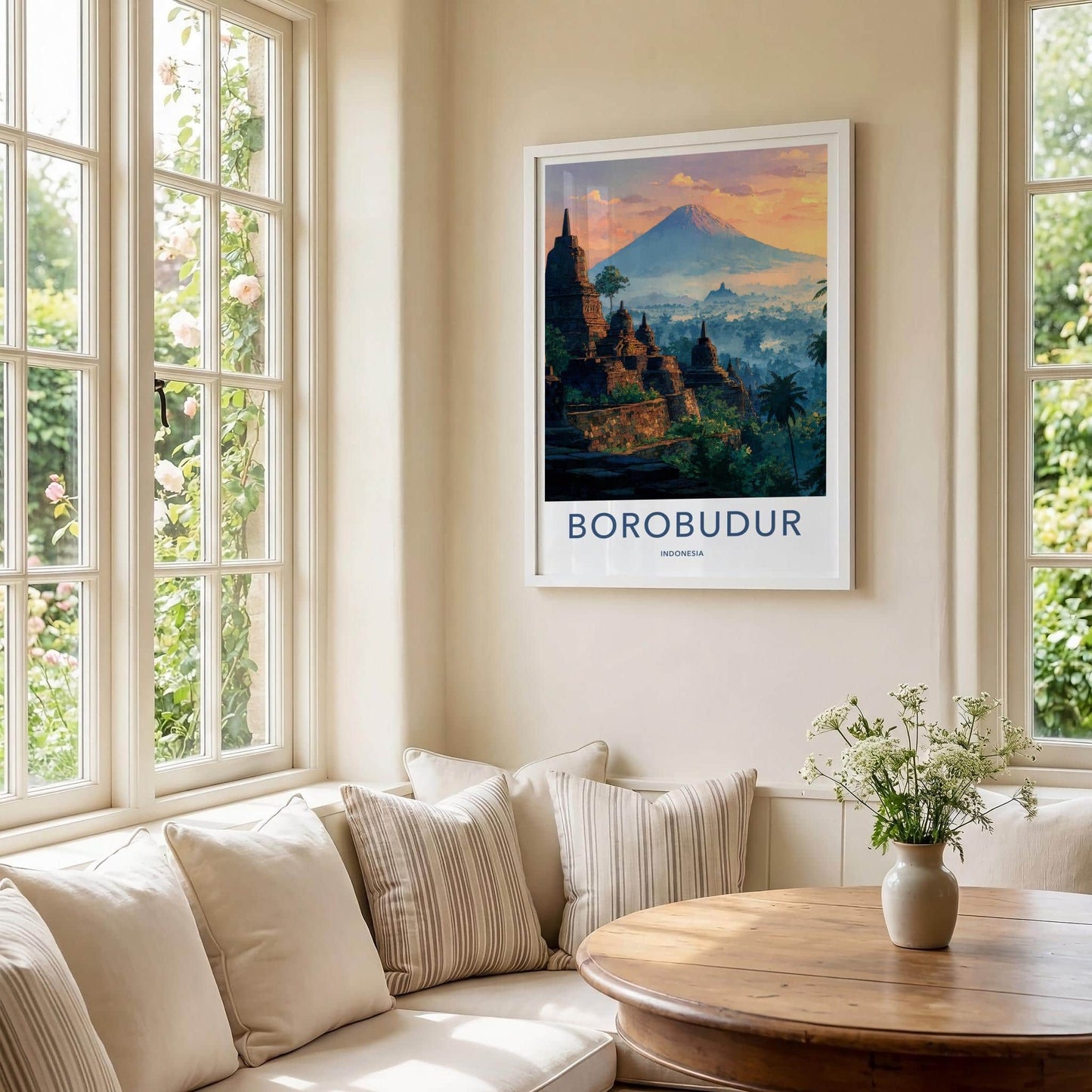 Borobudur Poster - Indonesia Travel Art - Ancient Temple Vista Home Decor