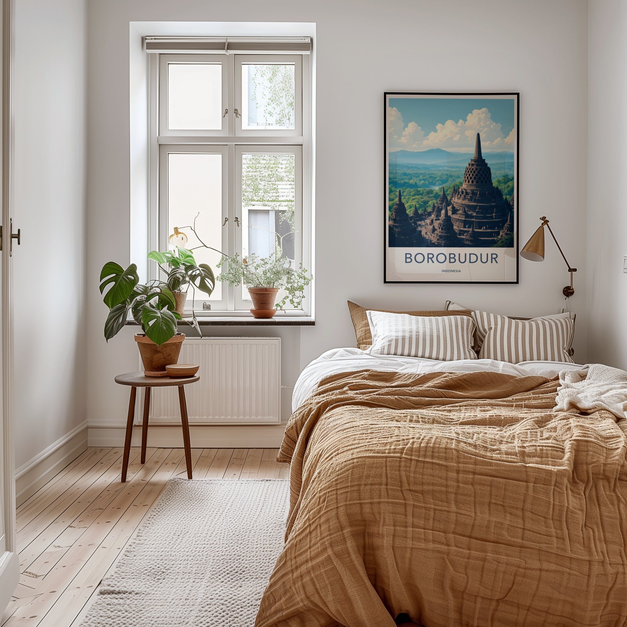 Borobudur Poster - Indonesia Travel Art - Buddhist Temple Complex Home Decor