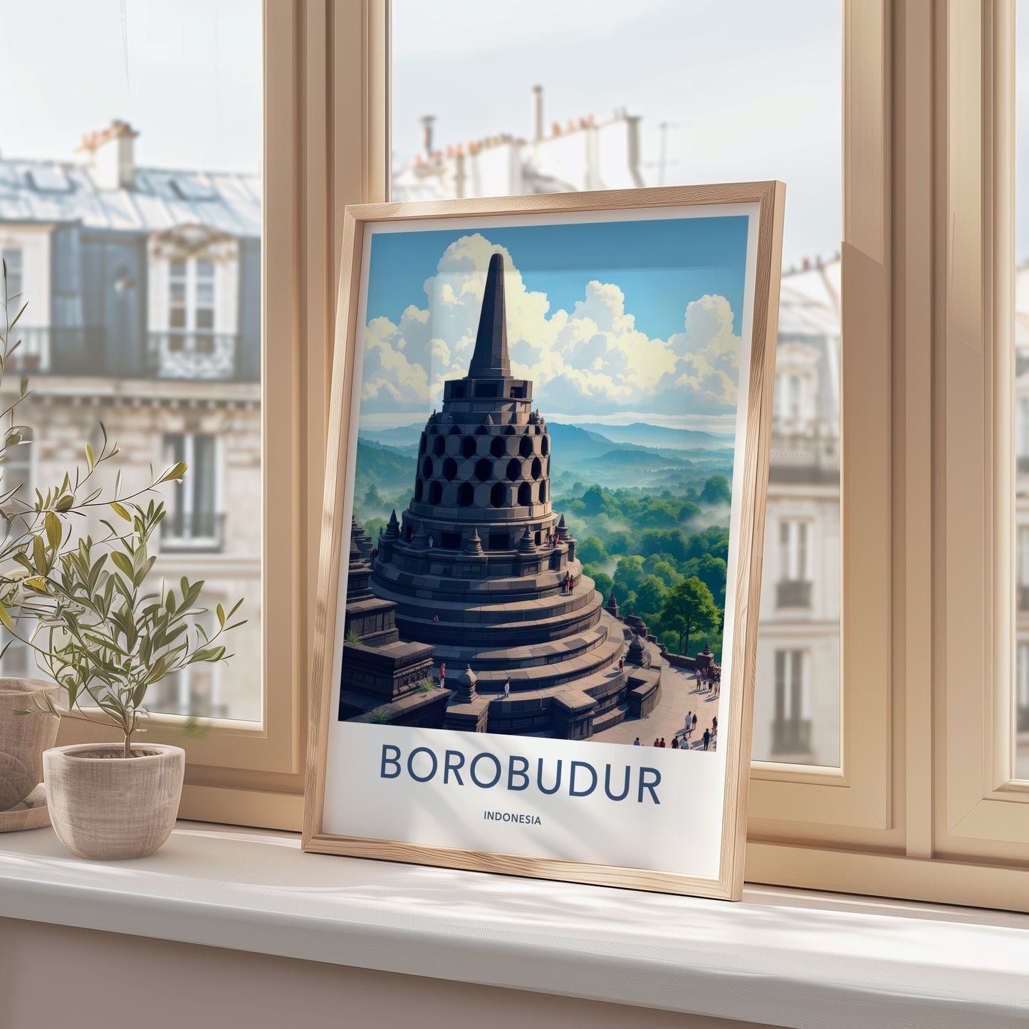 Borobudur Poster - Indonesia Wall Art - Ancient Temple Vista Home Decor