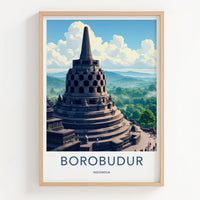 Borobudur Poster - Indonesia Wall Art - Ancient Temple Vista Home Decor