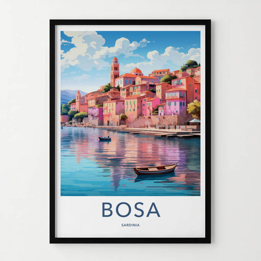 Bosa Poster - Italy Travel Art - Vibrant Coastal Town Home Decor