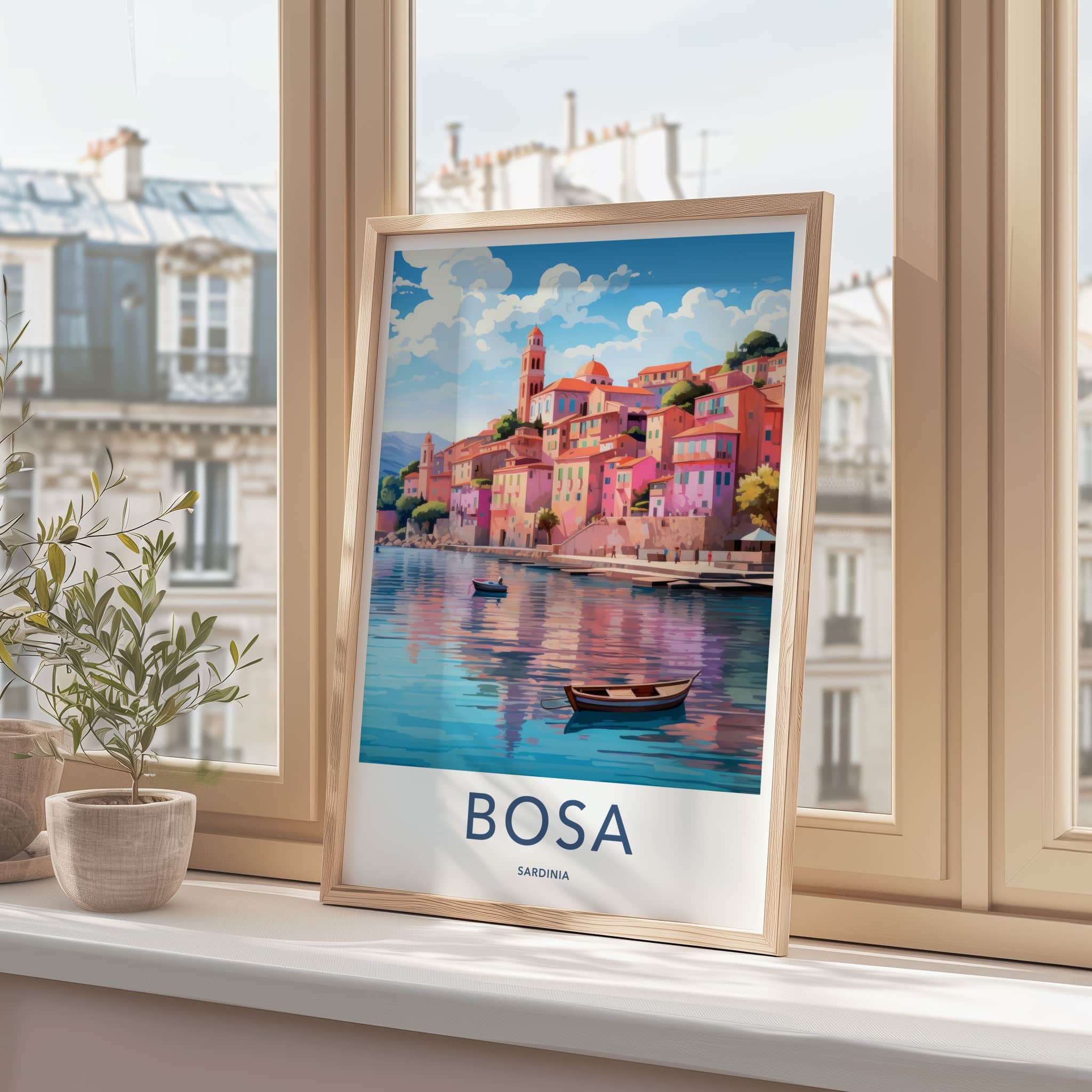 Bosa Poster - Italy Travel Art - Vibrant Coastal Town Home Decor
