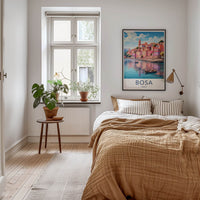 Bosa Poster - Italy Travel Art - Vibrant Coastal Town Home Decor