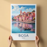 Bosa Poster - Italy Travel Art - Vibrant Coastal Town Home Decor