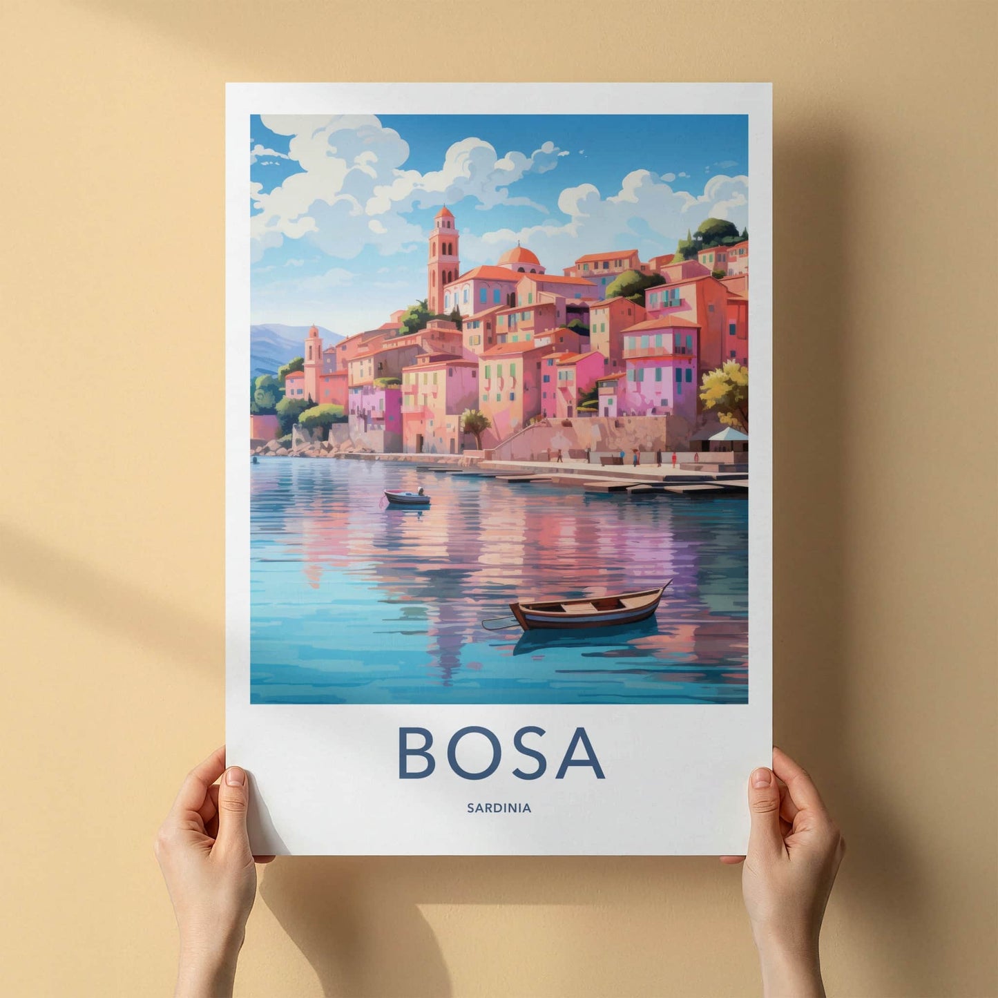 Bosa Poster - Italy Travel Art - Vibrant Coastal Town Home Decor