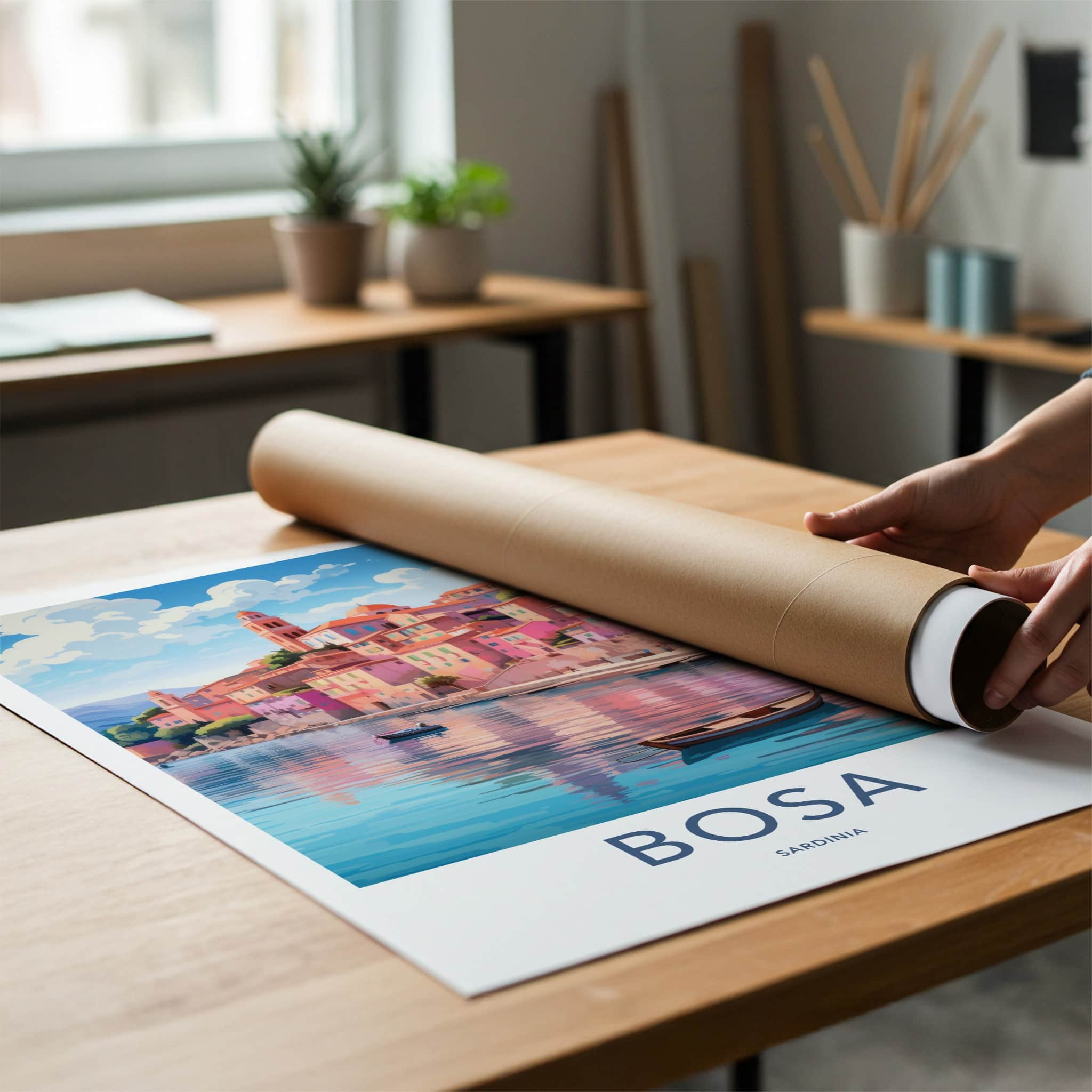 Bosa Poster - Italy Travel Art - Vibrant Coastal Town Home Decor