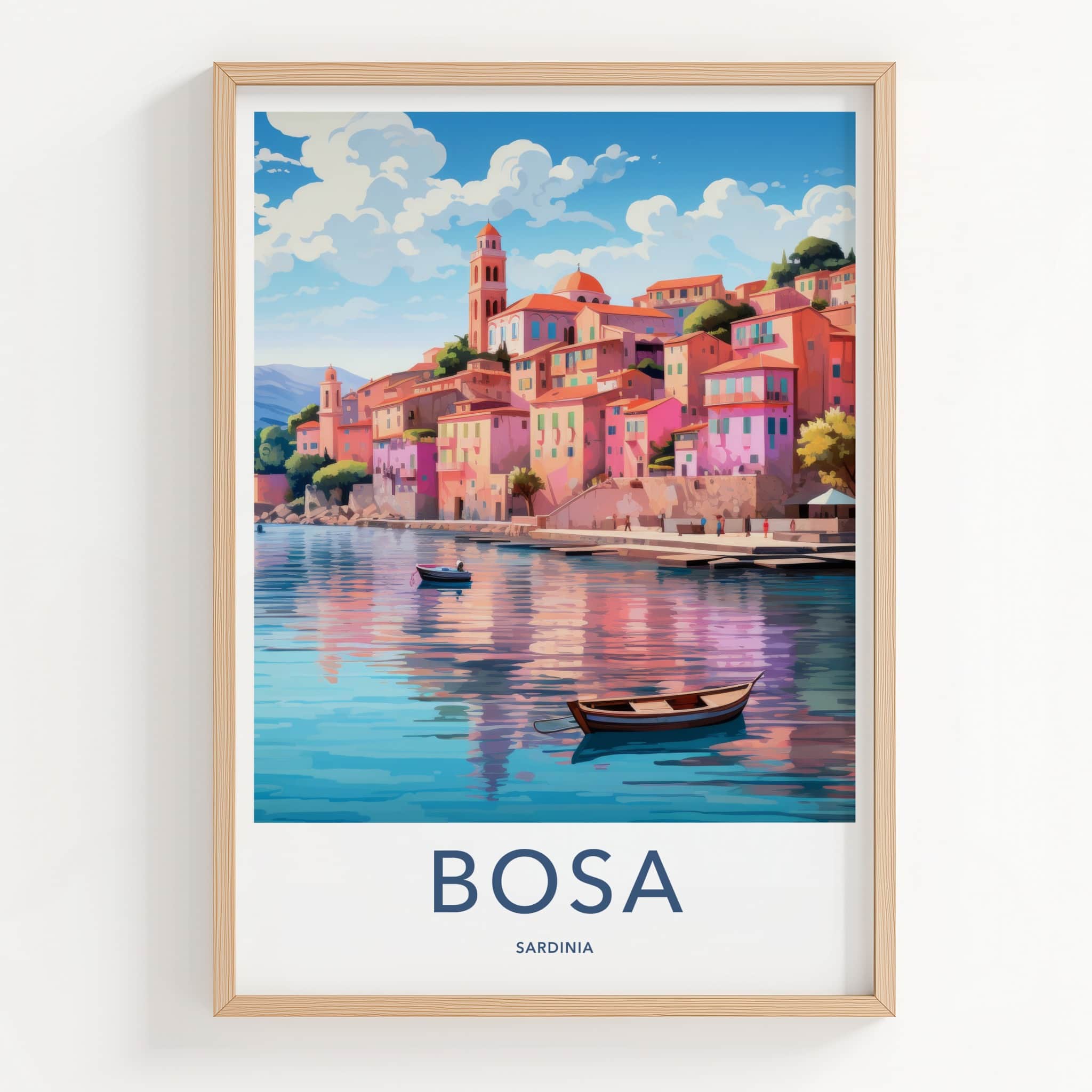 Bosa Poster - Italy Travel Art - Vibrant Coastal Town Home Decor