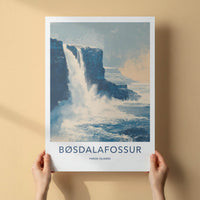 Bosdalafossur Poster - Faroe Islands Scenic Art - Clifftop Ocean Home Decor