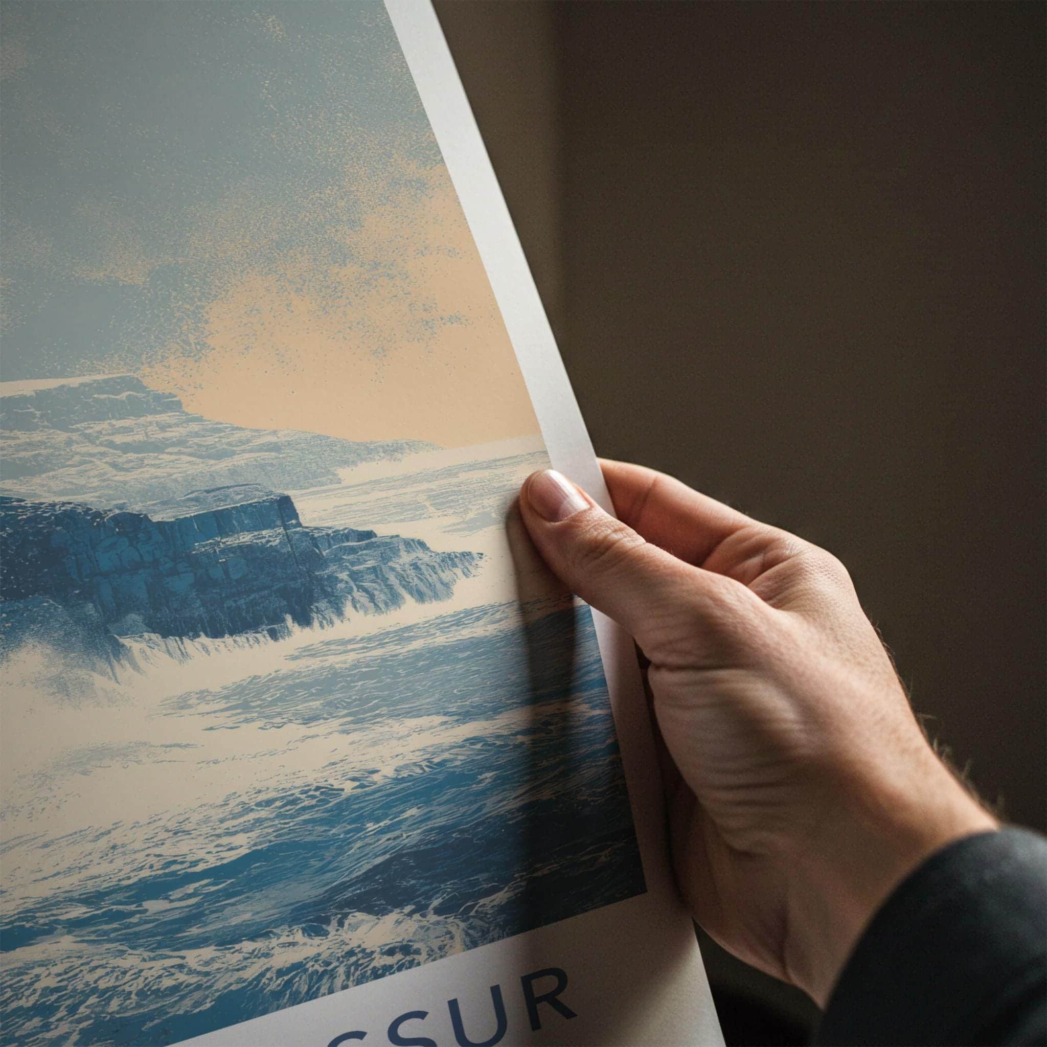 Bosdalafossur Poster - Faroe Islands Scenic Art - Clifftop Ocean Home Decor