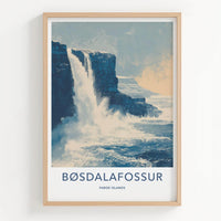 Bosdalafossur Poster - Faroe Islands Scenic Art - Clifftop Ocean Home Decor