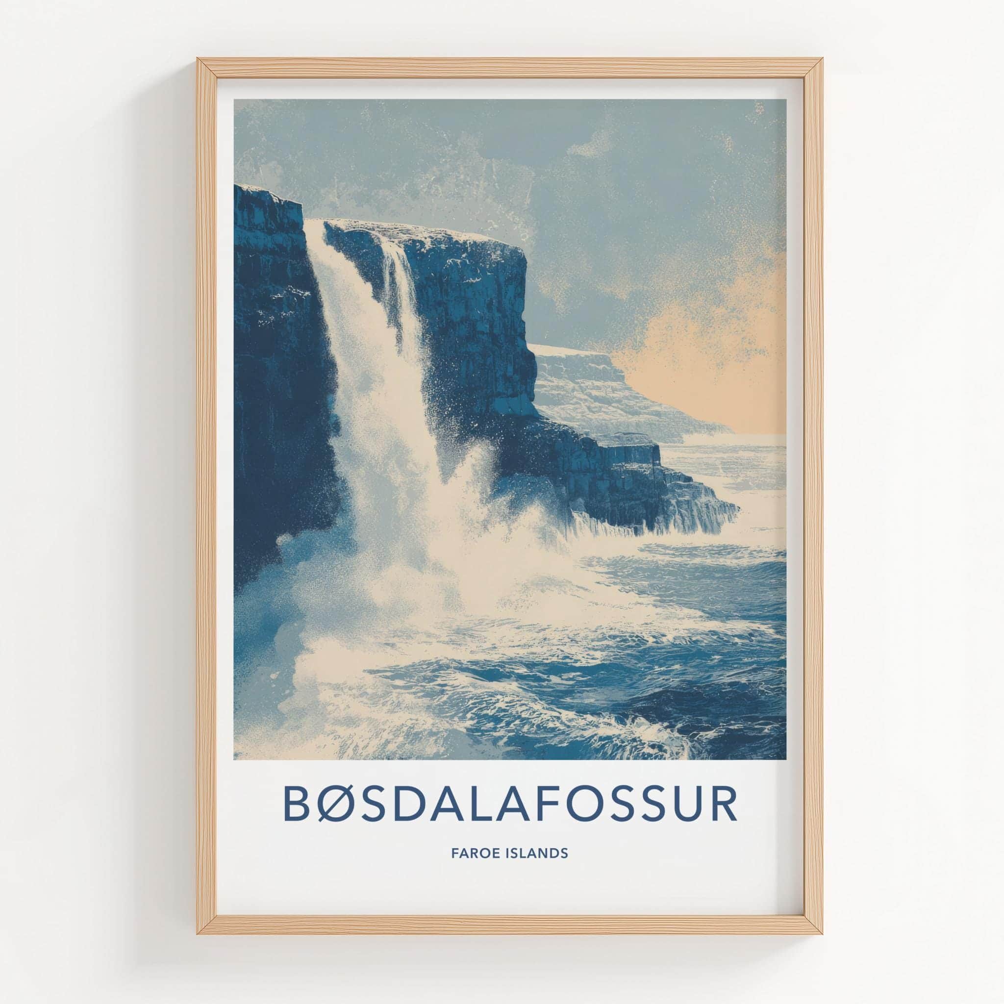 Bosdalafossur Poster - Faroe Islands Scenic Art - Clifftop Ocean Home Decor