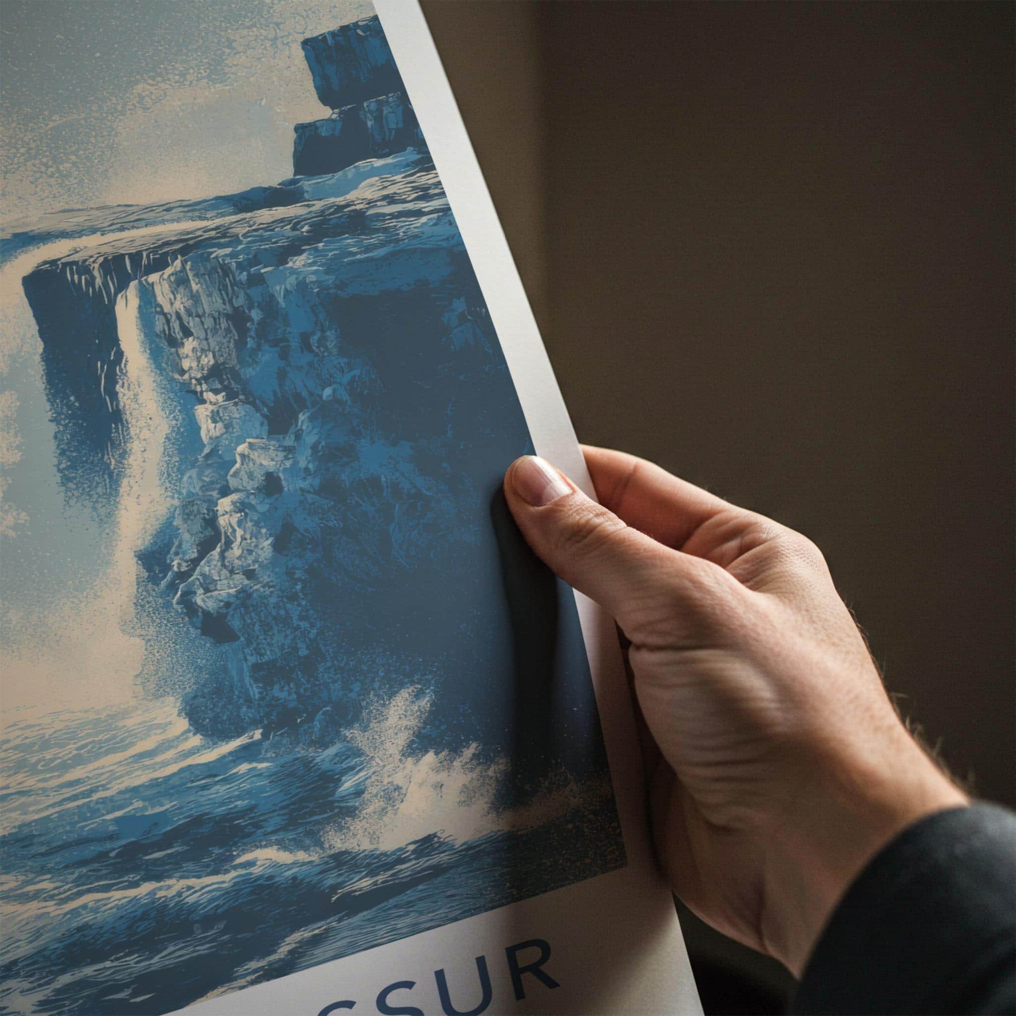 Bosdalafossur Poster - Faroe Islands Travel Print - Wild Ocean Room Decor