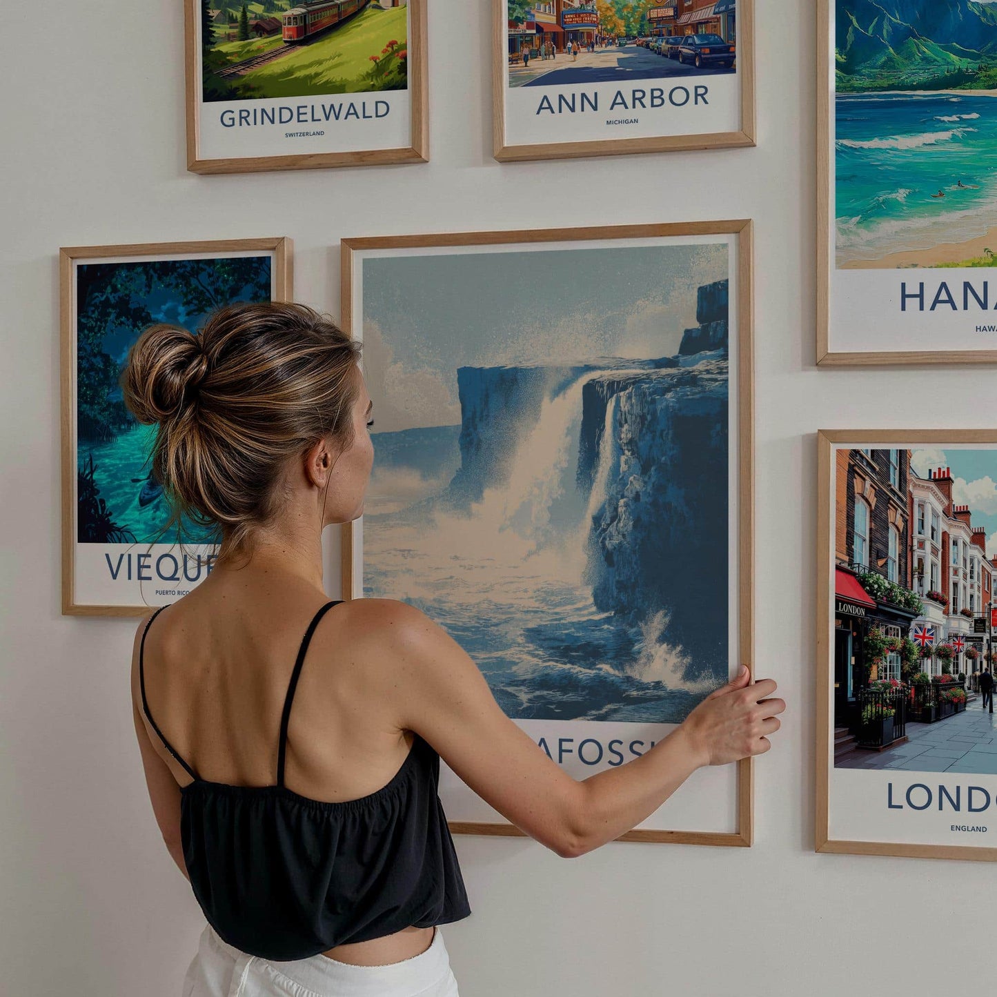 Bosdalafossur Poster - Faroe Islands Travel Print - Wild Ocean Room Decor