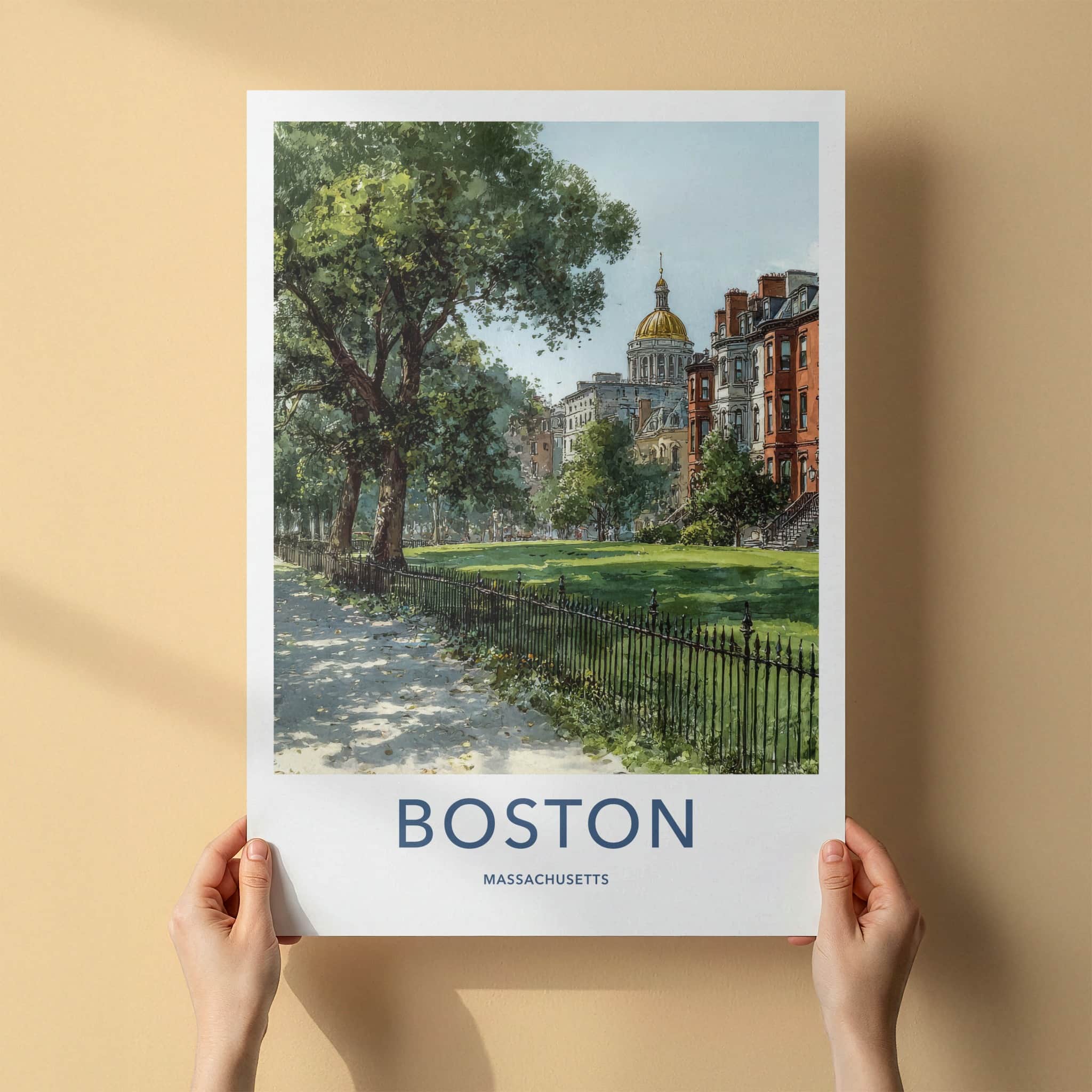 Boston Poster - Massachusetts Fine Art - Golden Dome Home Decor