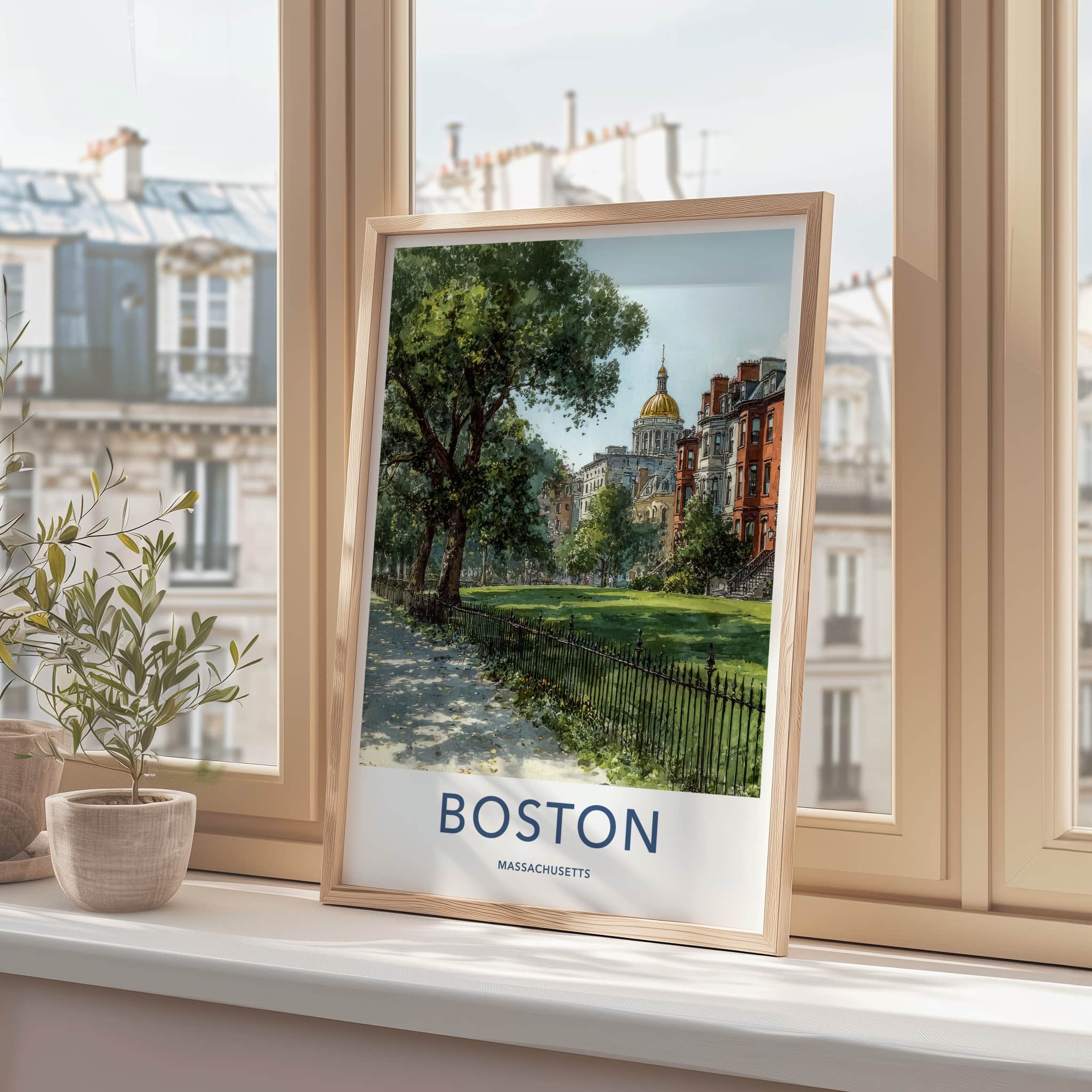 Boston Poster - Massachusetts Fine Art - Golden Dome Home Decor