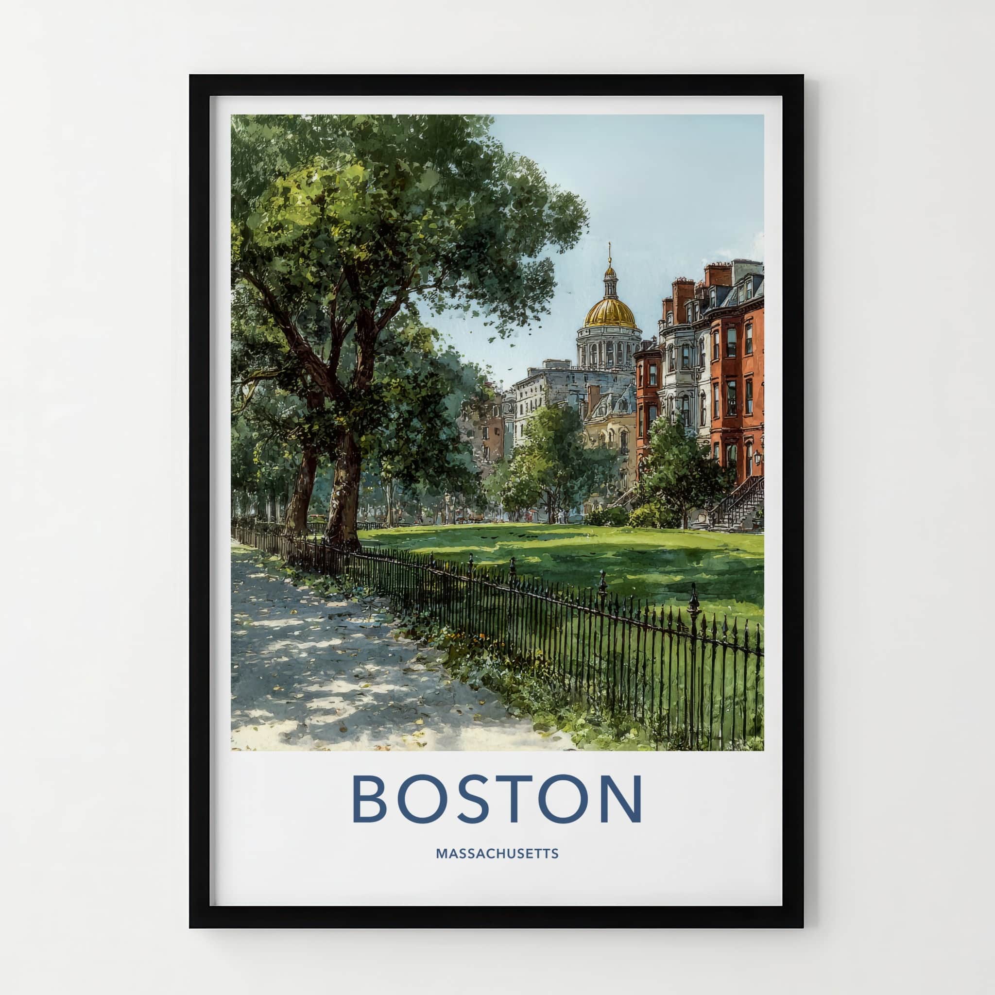 Boston Poster - Massachusetts Fine Art - Golden Dome Home Decor