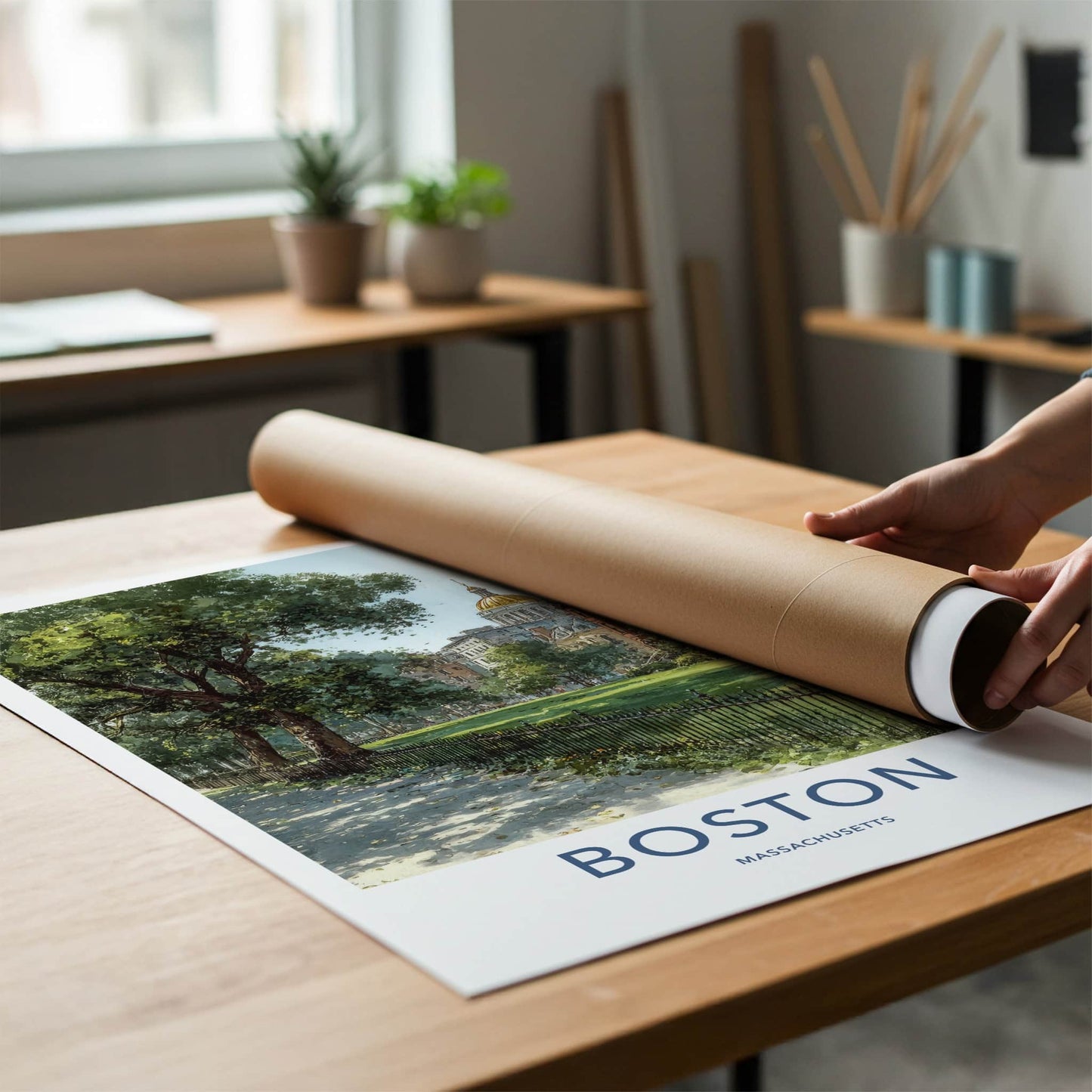 Boston Poster - Massachusetts Fine Art - Golden Dome Home Decor