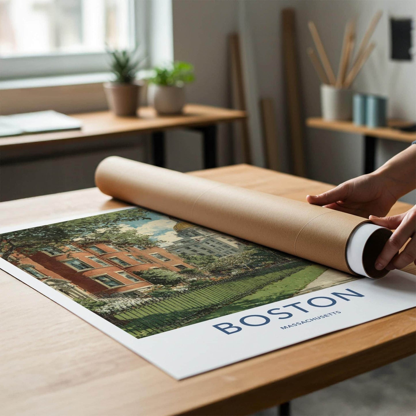 Boston Poster - Massachusetts Scenic Art - Historic Golden Dome Wall Decor