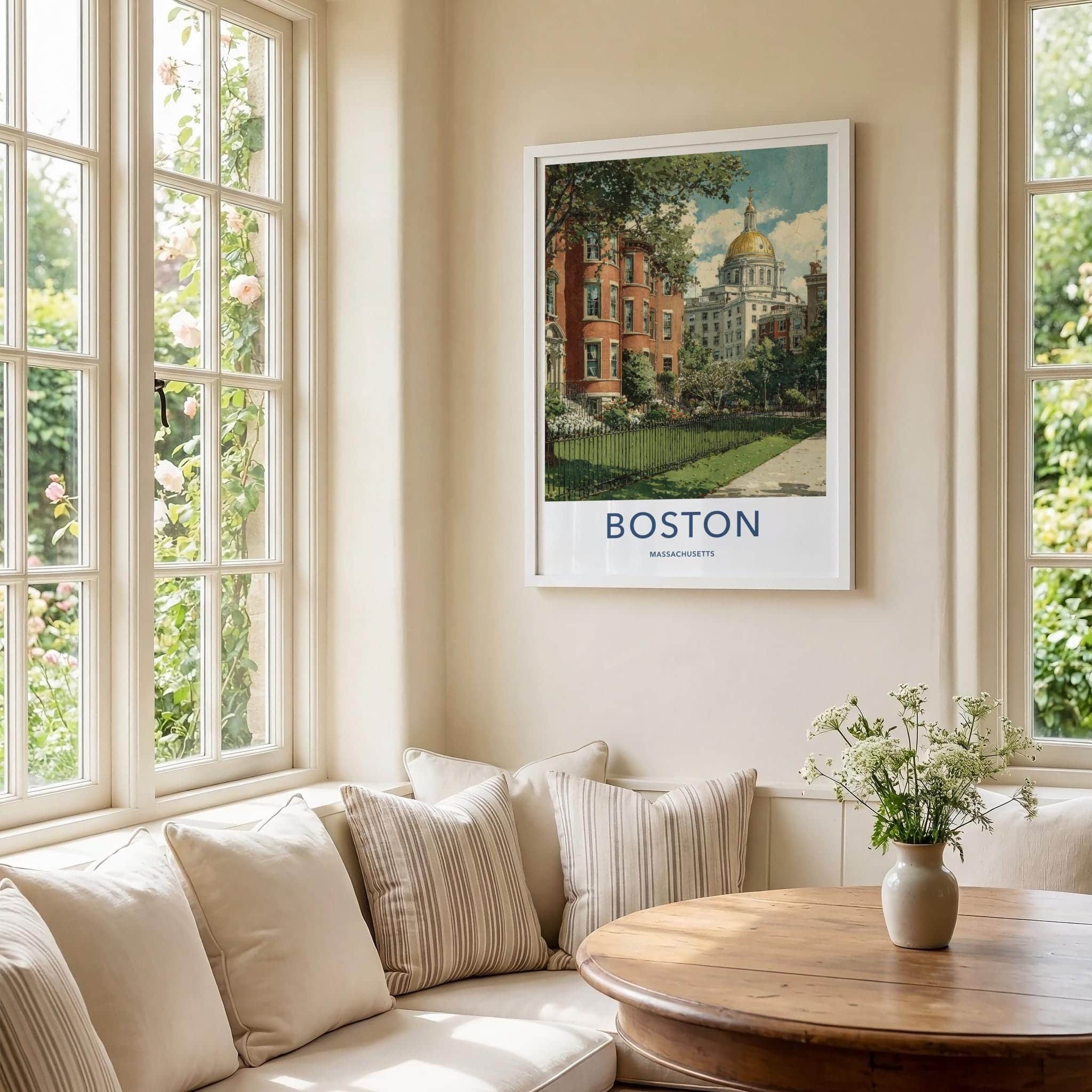 Boston Poster - Massachusetts Scenic Art - Historic Golden Dome Wall Decor