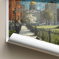Boston Poster - Massachusetts Travel Art - Historic park view Wall Decor
