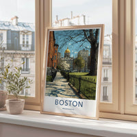 Boston Poster - Massachusetts Travel Art - Historic park view Wall Decor