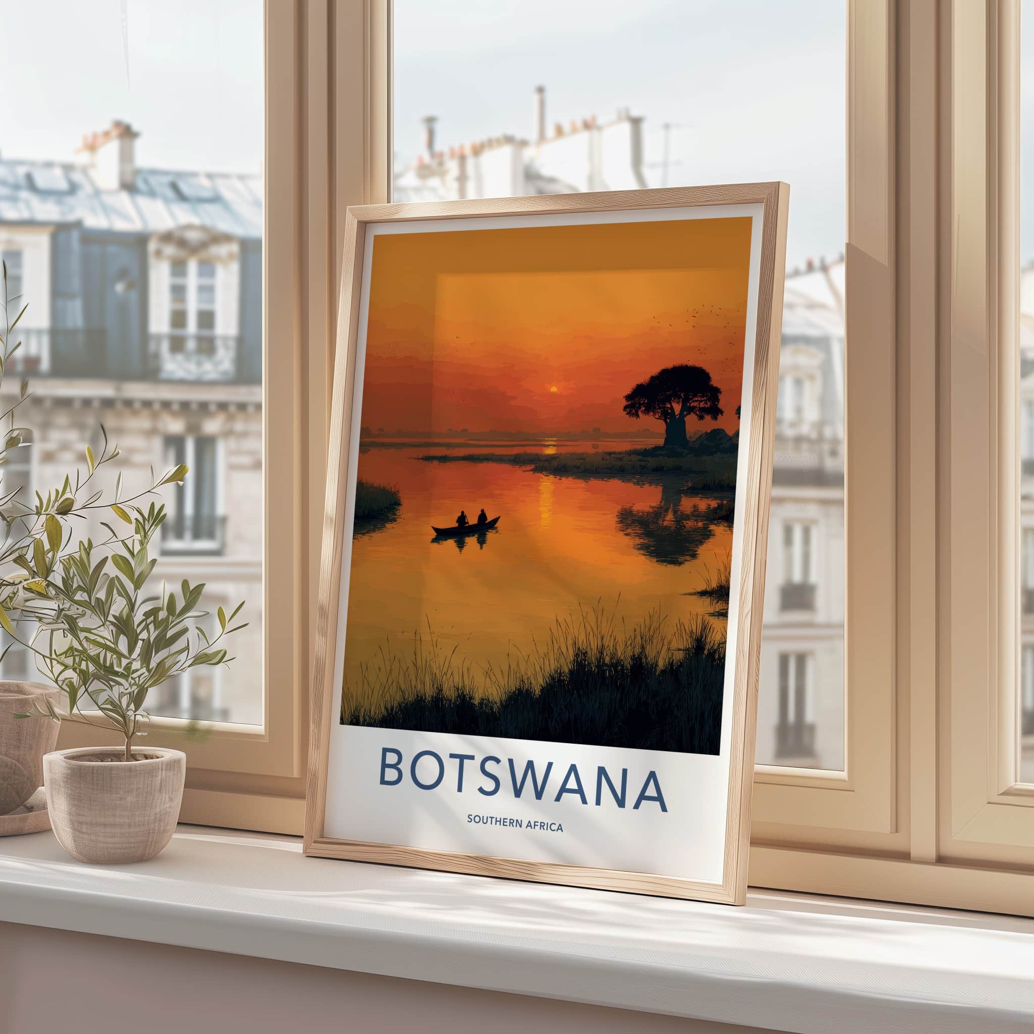Botswana Poster - Africa Framed Print - Orange Sky Paddlers Framed Decor