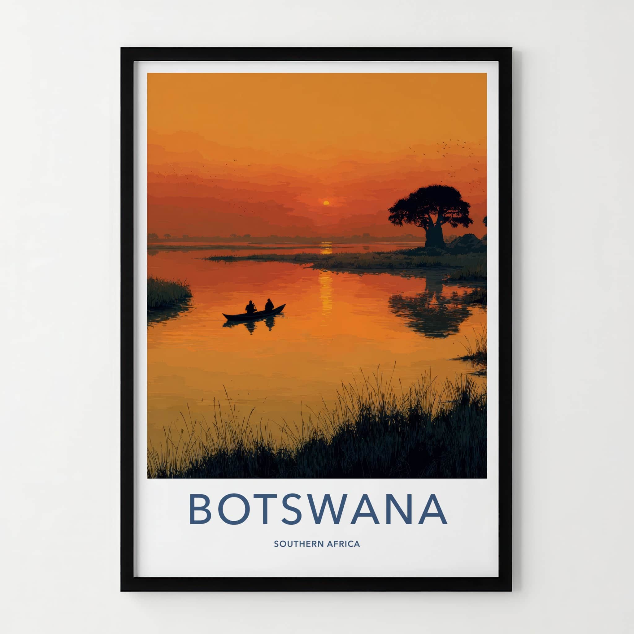 Botswana Poster - Africa Framed Print - Orange Sky Paddlers Framed Decor