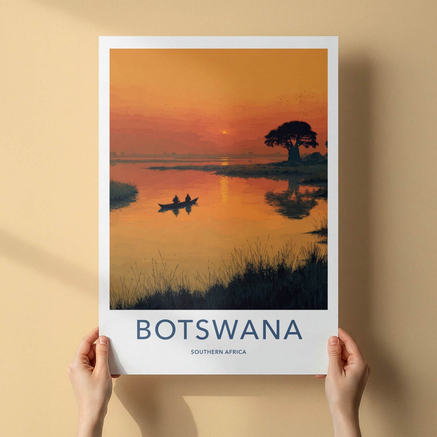 Botswana Poster - Africa Framed Print - Orange Sky Paddlers Framed Decor