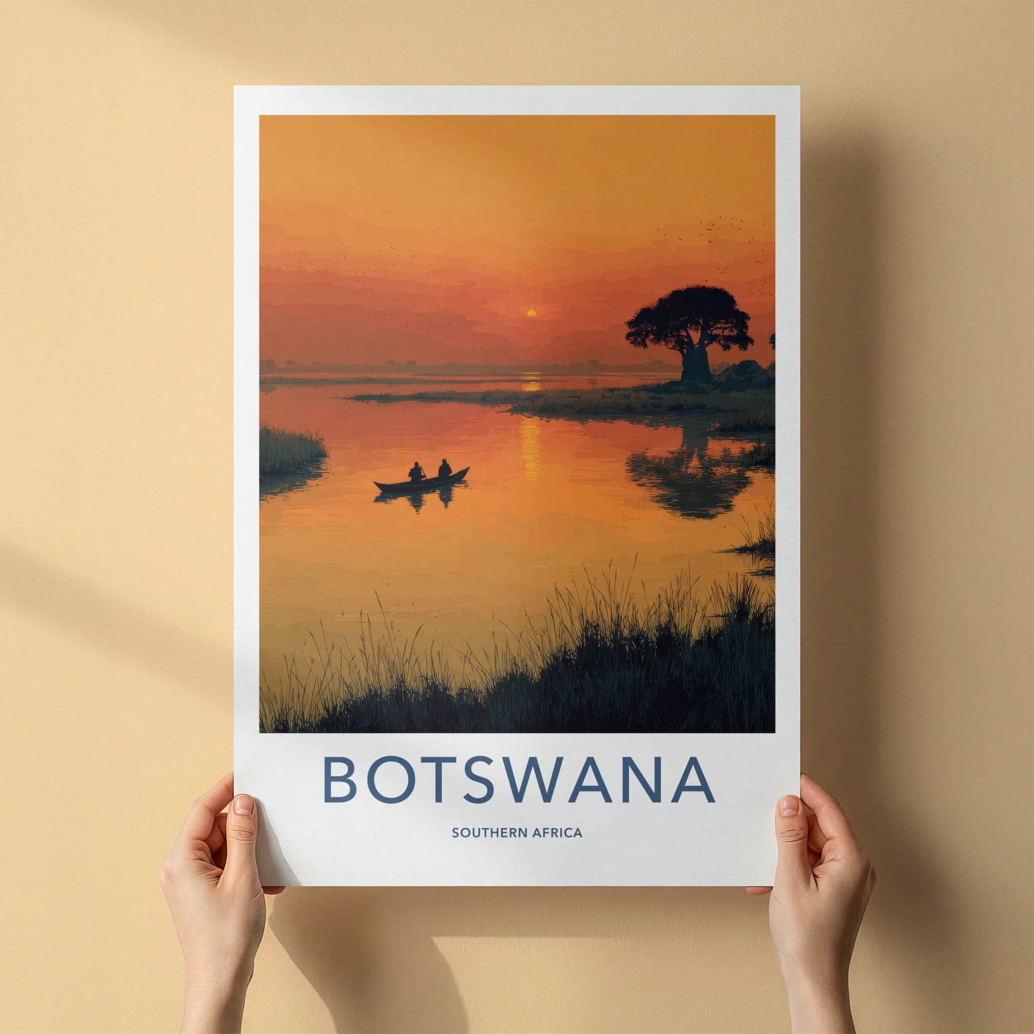 Botswana Poster - Africa Framed Print - Orange Sky Paddlers Framed Decor