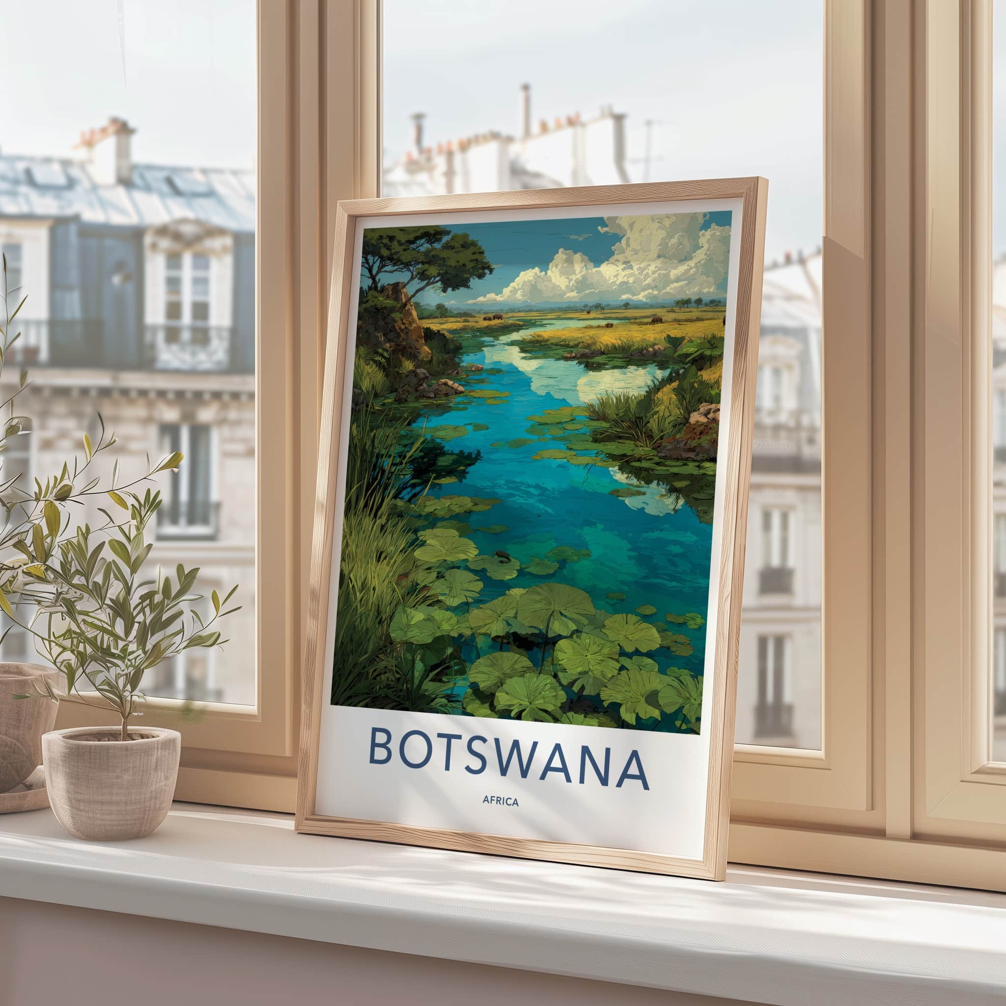 Botswana Poster - Africa Travel Art - Okavango Delta River Home Decor