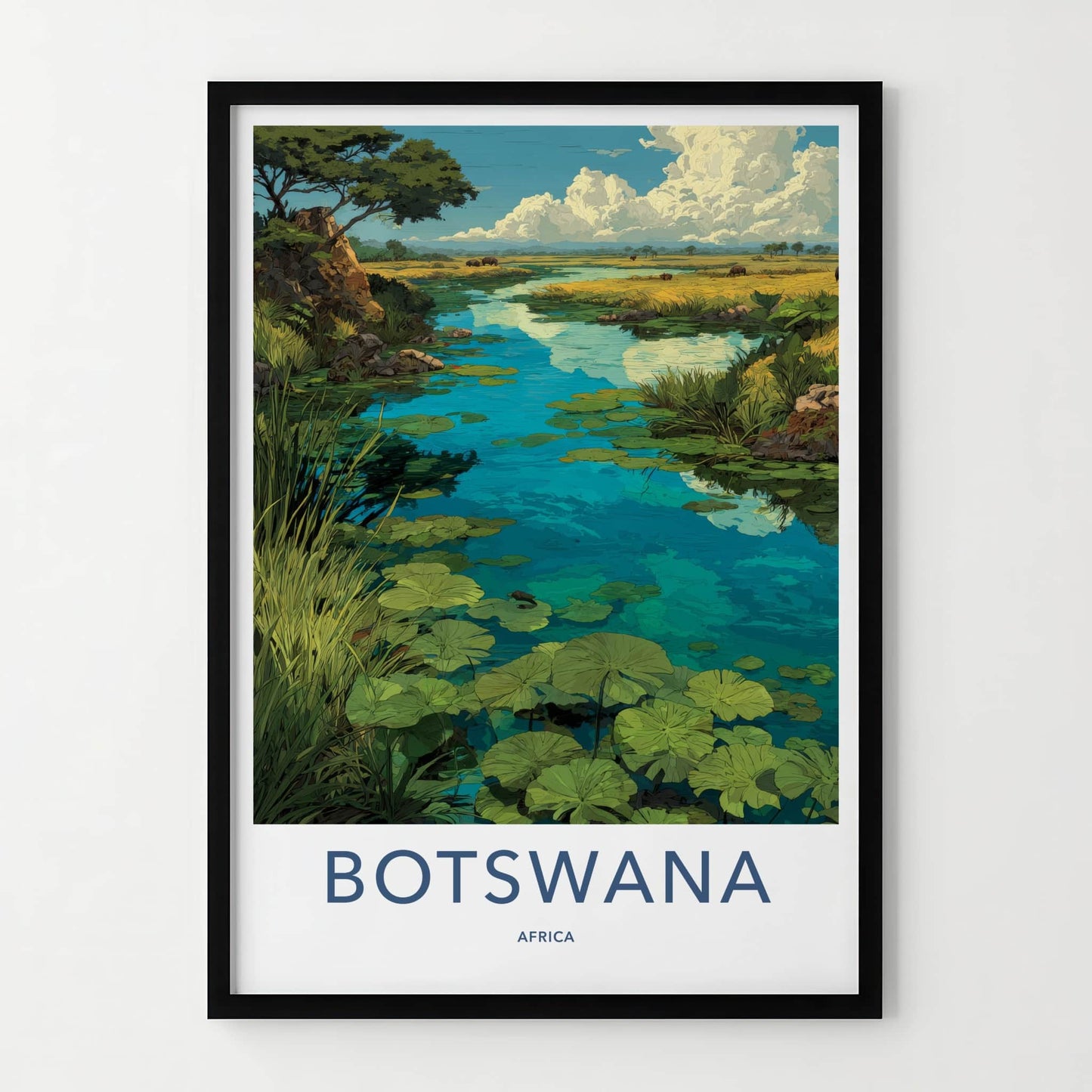 Botswana Poster - Africa Travel Art - Okavango Delta River Home Decor