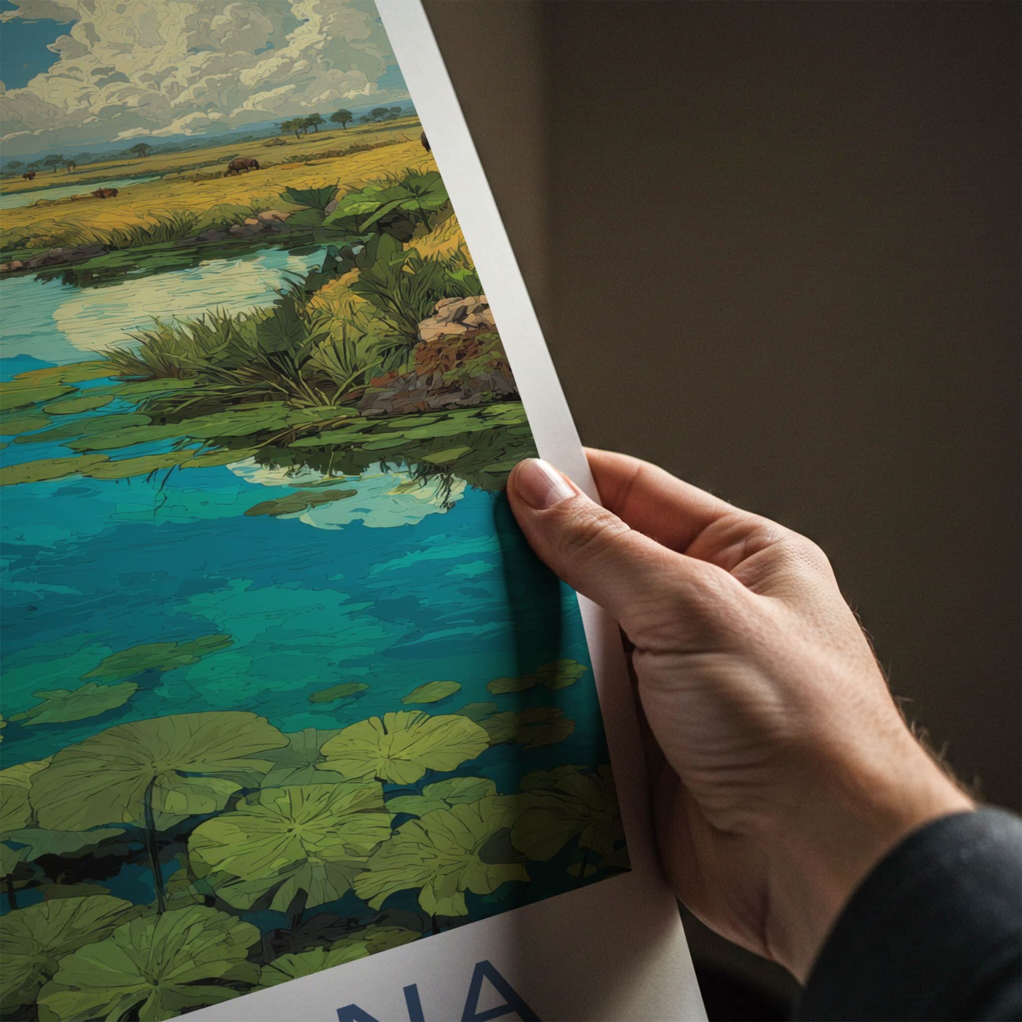 Botswana Poster - Africa Travel Art - Okavango Delta River Home Decor