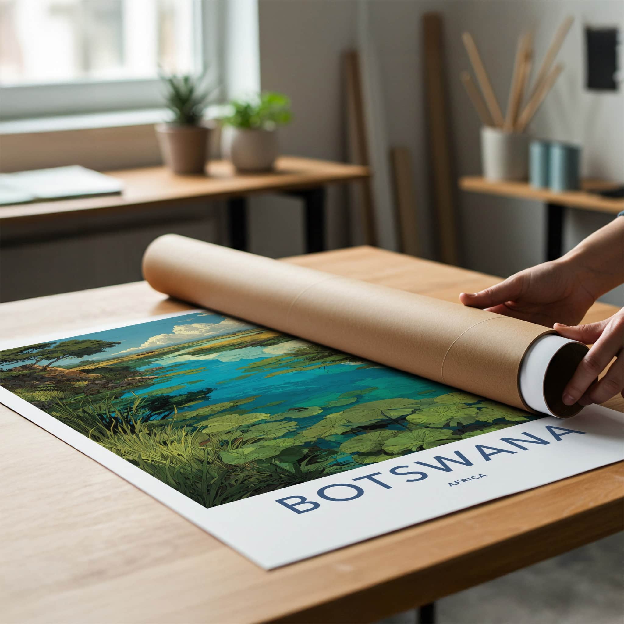Botswana Poster - Africa Travel Art - Okavango Delta River Home Decor