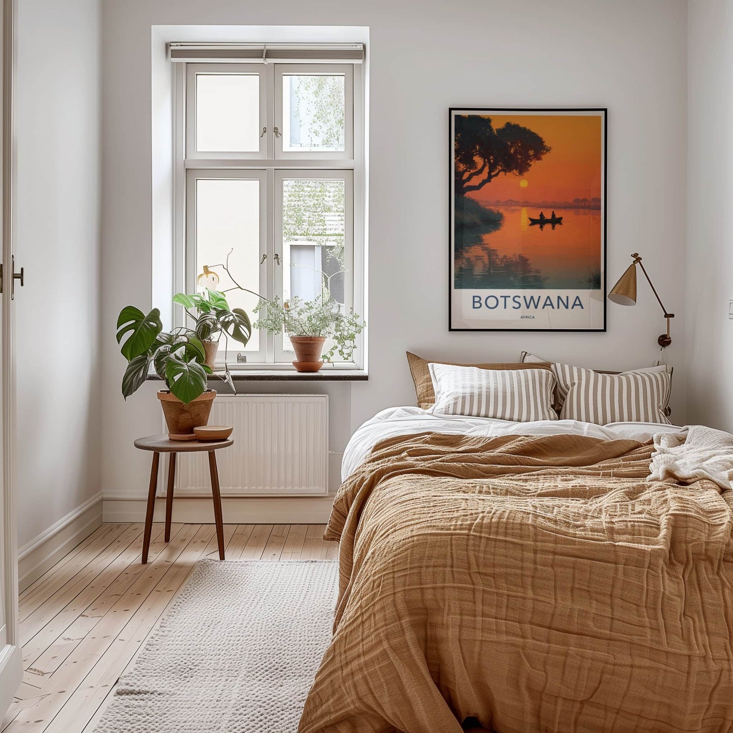 Botswana Poster - Africa Travel Art - Sunset River Canoe Gallery Art